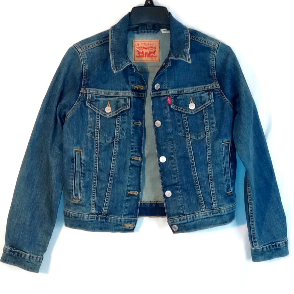 Levi Strauss Dark Wash Denim Trucker Jacket Women's Size Small Western